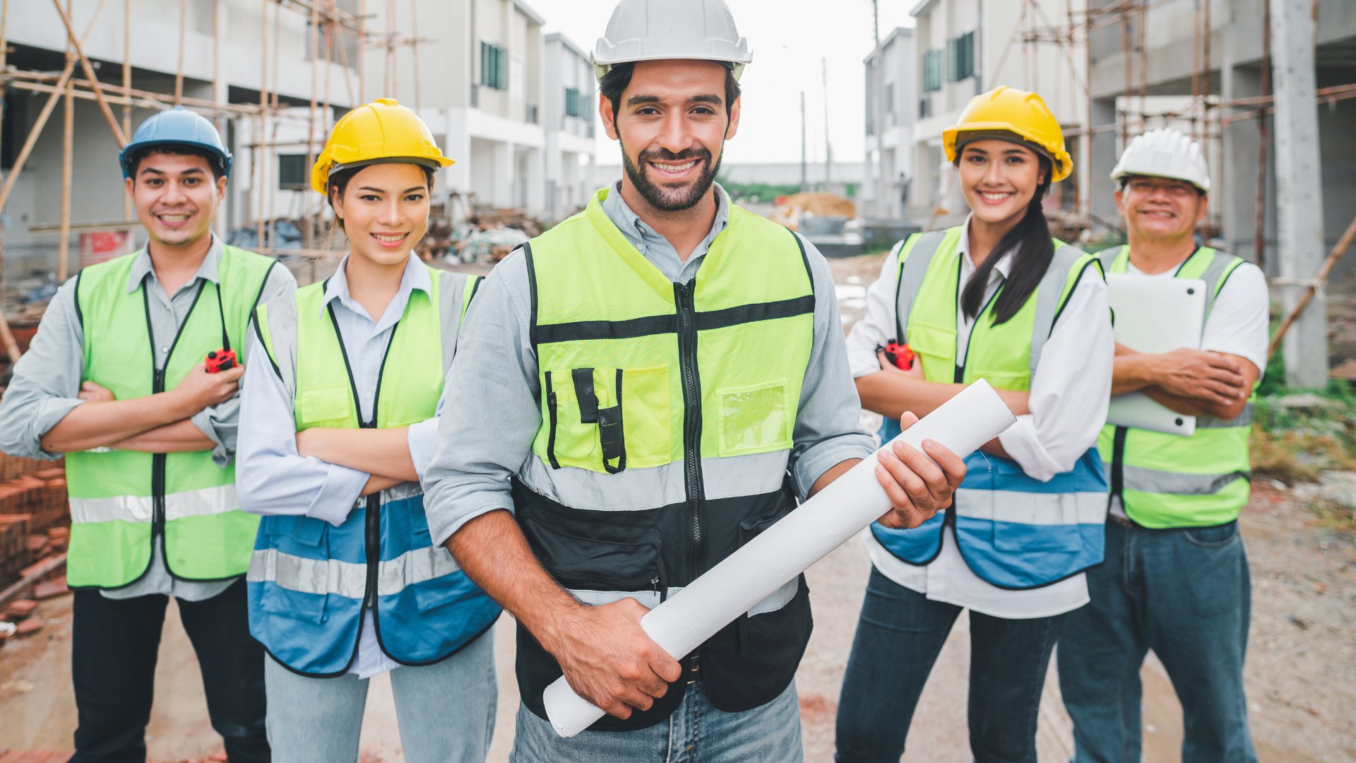 Residential Construction Team Reviewing Plans